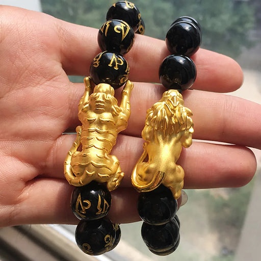 Pure 999 Gold Pendant: 24K Yellow Gold Tiger and Lion Designs