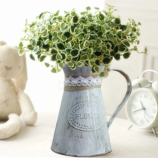 Elegant Vintage Iron Vase with Rustic Hemp Rope Accent - Stylish Flower Display for Home and Office Decor