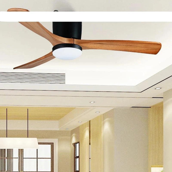 48-Inch Modern White Wood Ceiling Fan with Integrated LED Light and Remote Control