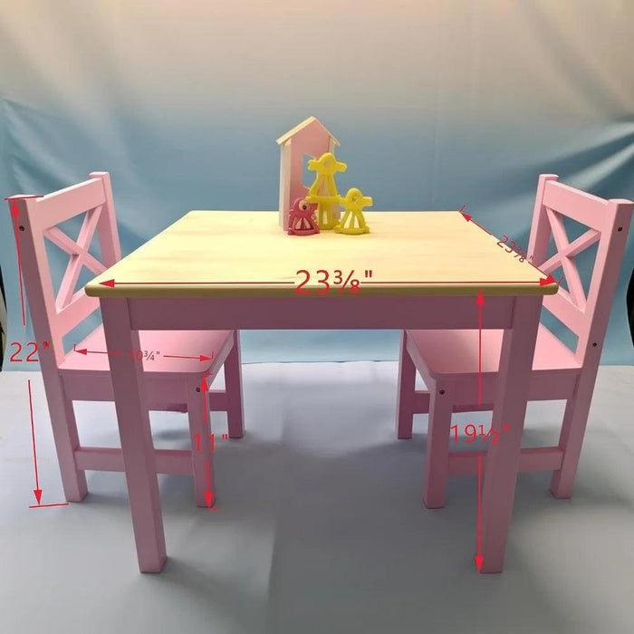 Charming Pink Wooden Table and Chair Set for Girls Aged 2-8 - Safe and Durable Design