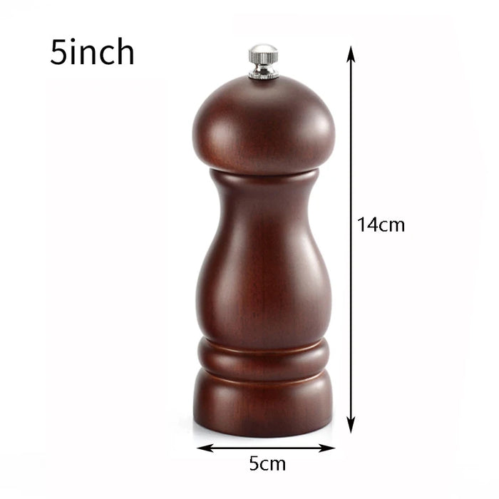 Solid Wood Salt and Pepper Grinder Set with Adjustable Coarseness - Portable Seasoning Spice Mill for Picnics and BBQs