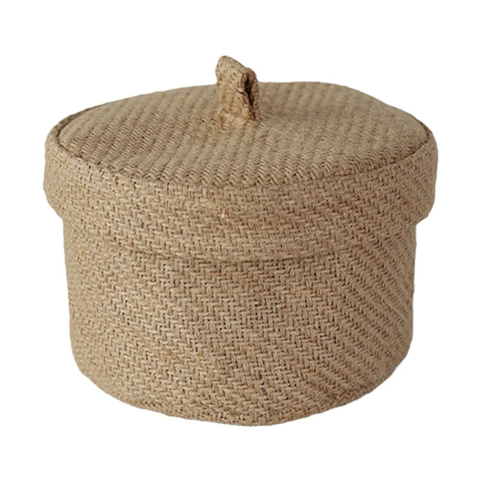 Stylish Round Jute Basket with Lid - Contemporary Organizing Solution