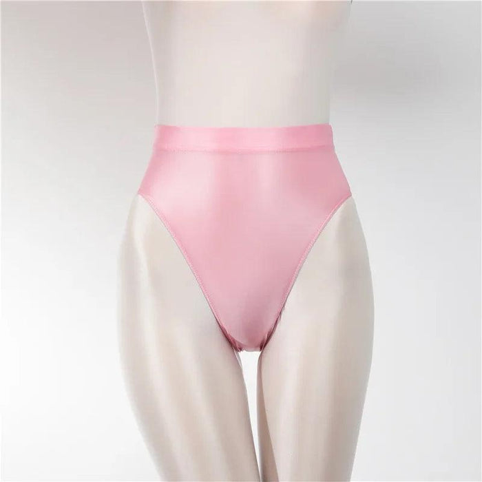 Elegant Sheer Satin High-Waist Lingerie Briefs for Women