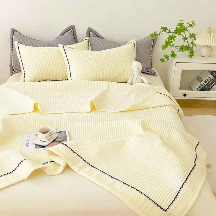 Elegant French-Style Summer Quilt Set with Bubble Yarn - Skin-Friendly