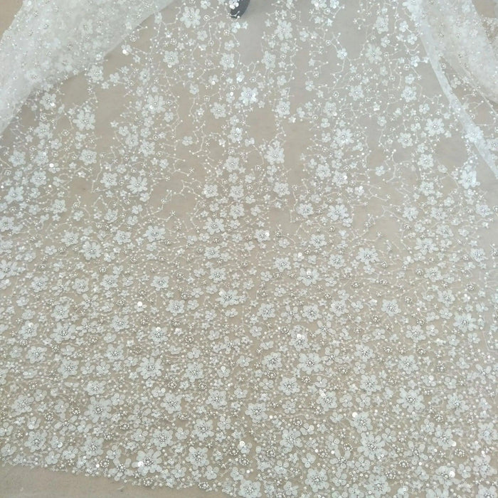 Exquisite Hot Beaded Lace for Bridal Fashion - 51 Inches Wide, Sold by the Yard