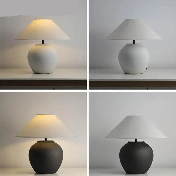 Chic Wabi Sabi Ceramic Table Lamp - Customizable Brightness & Color for Elegant Spaces