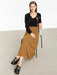 Stylish Long Pleated A-Line Skirt for Women - Soft Knit with Relaxed Fit Waistband