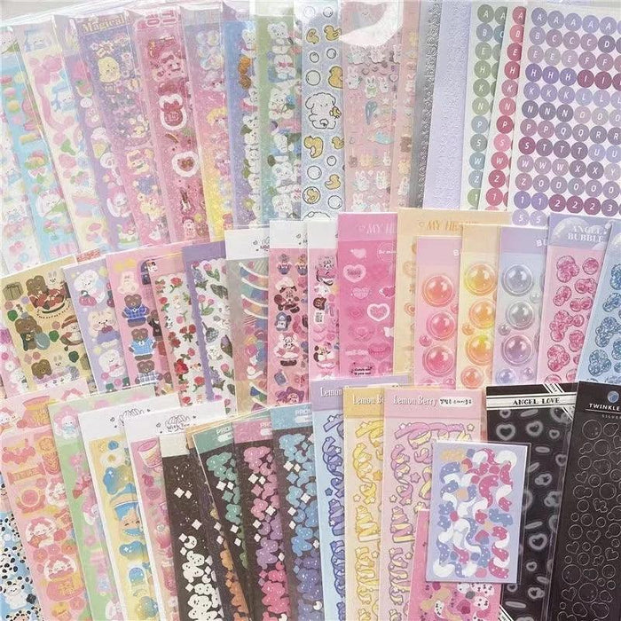 Kawaii Korean Random Laser Sticker Collection - Assorted Craft Supplies for Creative Fun