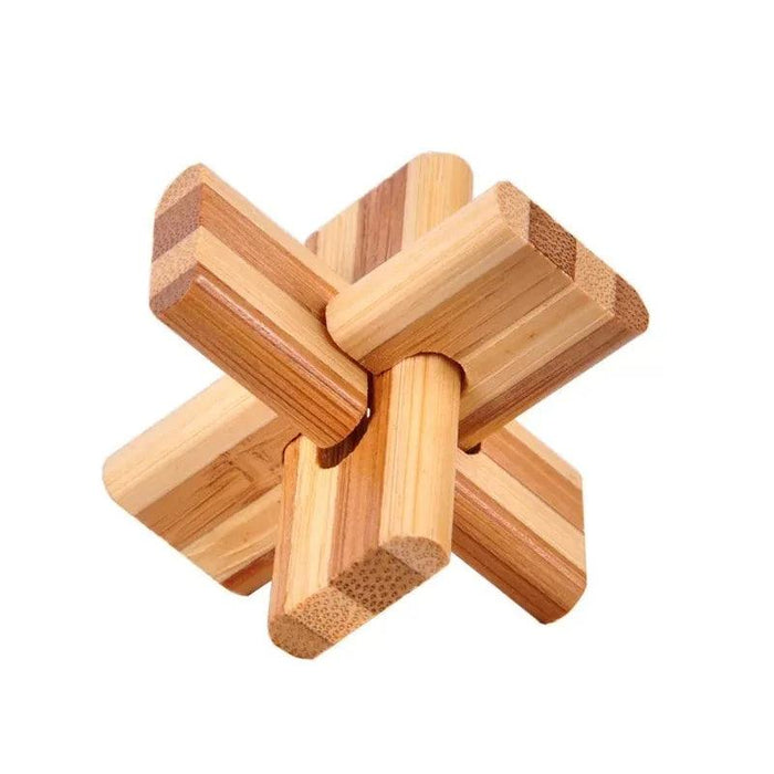 Bamboo Kong Ming Lock Puzzle - Creative 3D Logic Challenge for Kids