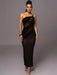 Sophisticated Off-Shoulder Backless Maxi Dress with Eye-Catching Side Split for Women's Formal Events