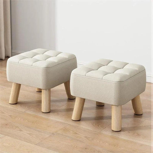 Chic Round Wooden Ottoman - Functional Non-Slip Support for Your Living Space