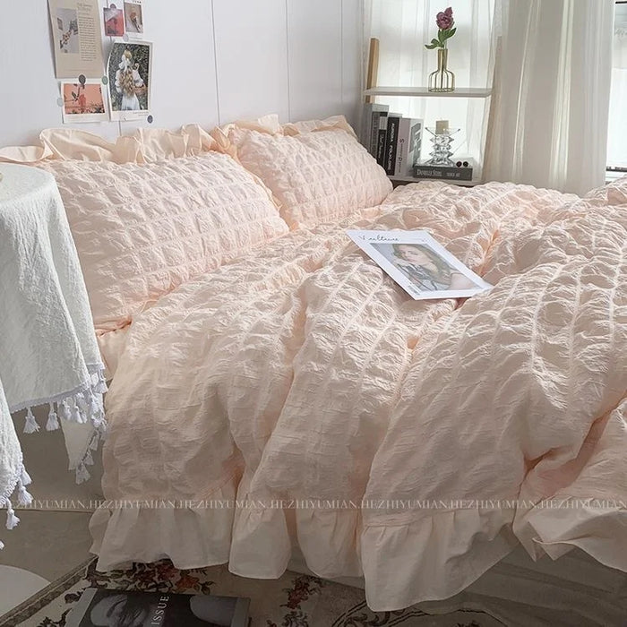 Ruffles Lace Bedding Set Kawaii Soft Sheet