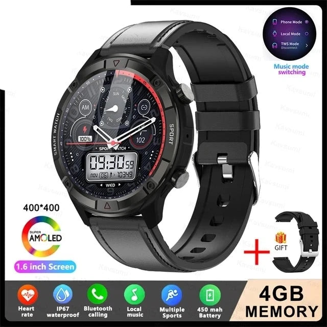 Stylish Smartwatch with HD AMOLED Screen, Bluetooth Calling, Health Monitoring & Huawei True Wireless Earbuds