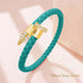 Chic Customizable Leather Nail Bracelet with Dazzling Zirconia - Stylish Women's Accessory