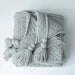 Charming Chenille Knit Throw Blanket with Delightful Pompoms - Cozy Elegance for Your Living Space