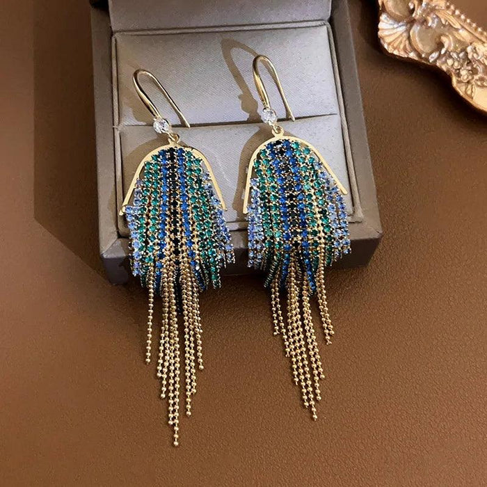 Sparkling Rhinestone and Tassel Earrings - Elegant Fashion Accent