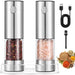 USB Rechargeable Electric Salt and Pepper Mill Set with Customizable Grind Settings and Illuminating LED