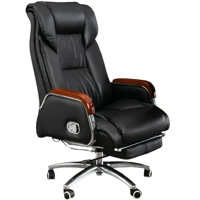 Luxurious Ergonomic Leather Executive Chair with Contemporary Aluminium Base