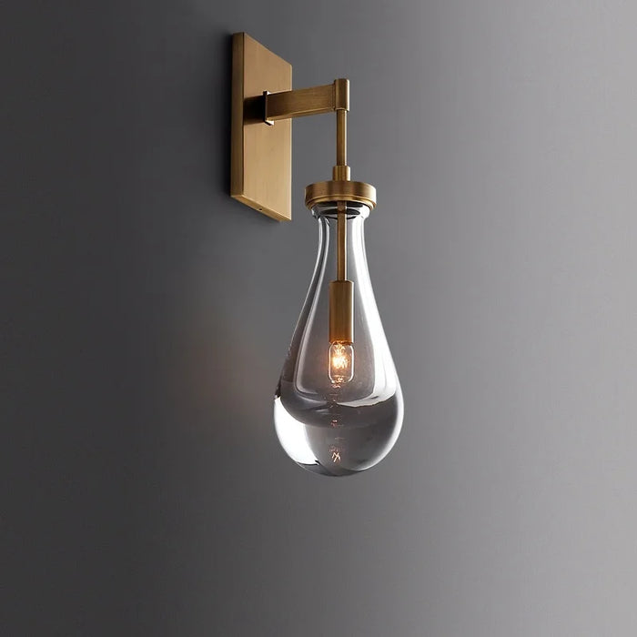 Luxurious Copper Finish Crystal Water Droplet LED Wall Light - Nordic Modern Design