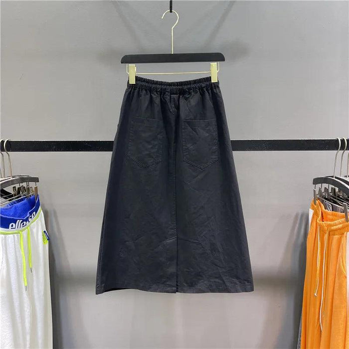 Elegant Elastic Waist Mid-Calf Skirt for Women – Perfect for Casual Spring & Summer Wear