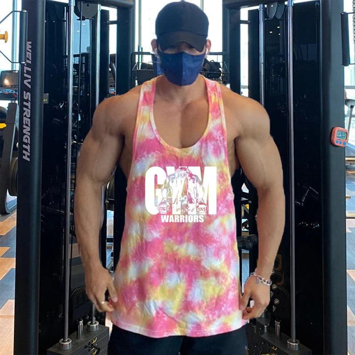 Men's Camouflage Y-Back Stringer Tank - Stylish Fitness Top for Gym and Bodybuilding