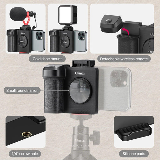 Smartphone Photography Upgrade Kit with Wireless Remote & Built-in Makeup Mirror