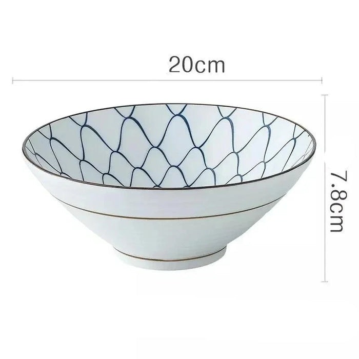 Elegant Horn-Shaped Japanese Ceramic Bowl for Ramen and Soups - 8 Inch