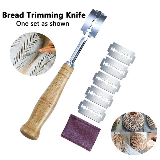 European Bread Trimmer Set with Leather Case - Stainless Steel Blades Kit