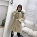 Elegant Women's Wool Blend Winter Coat with Fox Fur Trim and Cashmere Lining