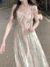 Floral Midi Dress with Adorable Bow - Trendy Korean Style Casual Evening Outfit for Women