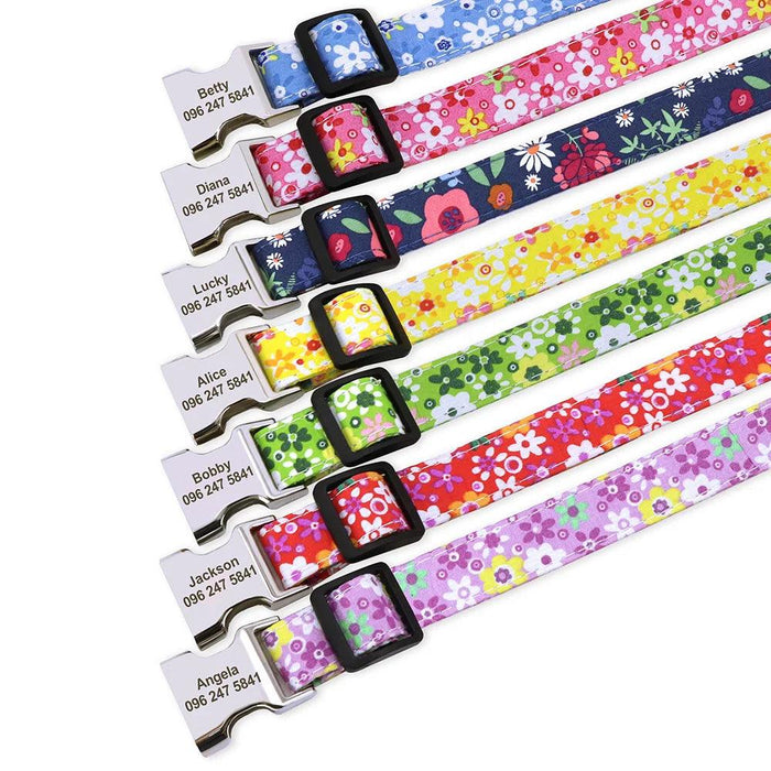 Personalized Floral Nylon Dog Collar - Stylish ID Collars for Dogs of All Sizes