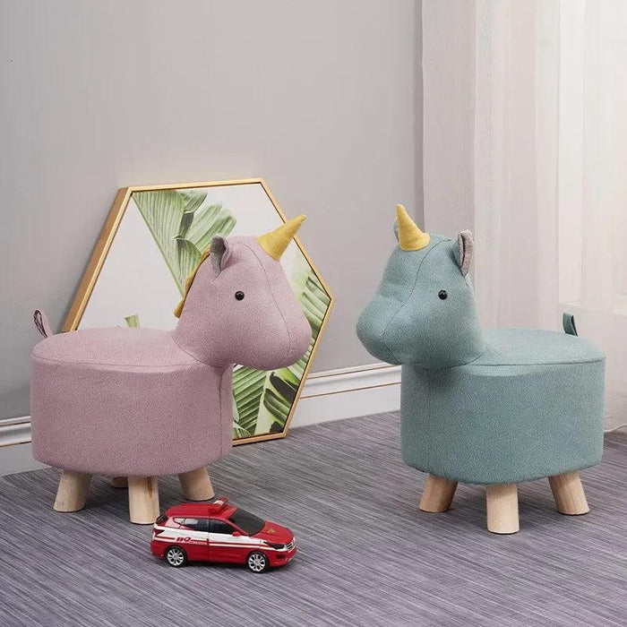 Charming Cartoon Animal Wooden Stool for Kids - Fun and Portable Shoe Changing Seat