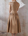 V-neck Bowknot High-Waisted Pleated A-line Evening Dress for Women