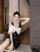 Charming Backless Vintage Bow Mini Dress with Glittering Accents for Women