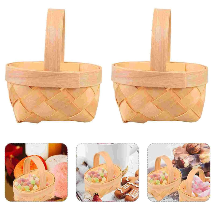 Set of 20 Charming Mini Woven Wooden Baskets for Celebrations and Kids' Events