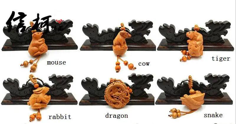 Sophisticated Wooden Keychain Set of the 12 Chinese Zodiac Signs