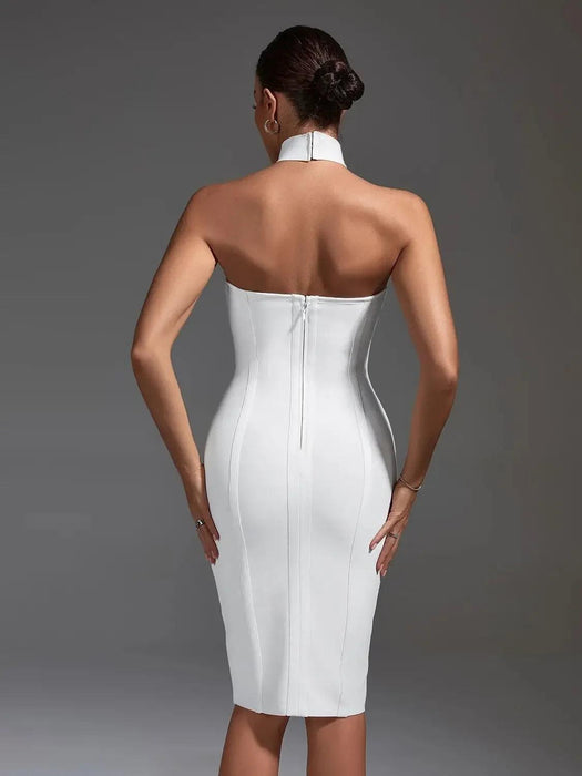 Elegant White Halter Neck Bandage Dress: A Wardrobe Essential for Glamorous Nights