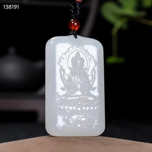 Natural 100% real white hetian jade carve guanyin Bless peace jade pendant Attracting Wealth jewellery for men women gifts