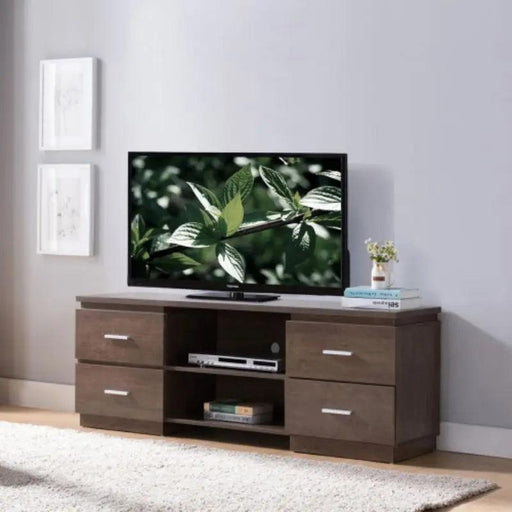 Elegant 60-Inch Walnut Oak TV Stand with Ample Storage and Display Features