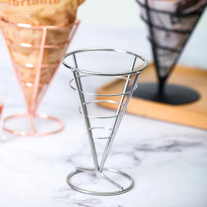 Stainless Steel Snack and Fry Holder with Sauce Cup - Your Ultimate Snacking Companion