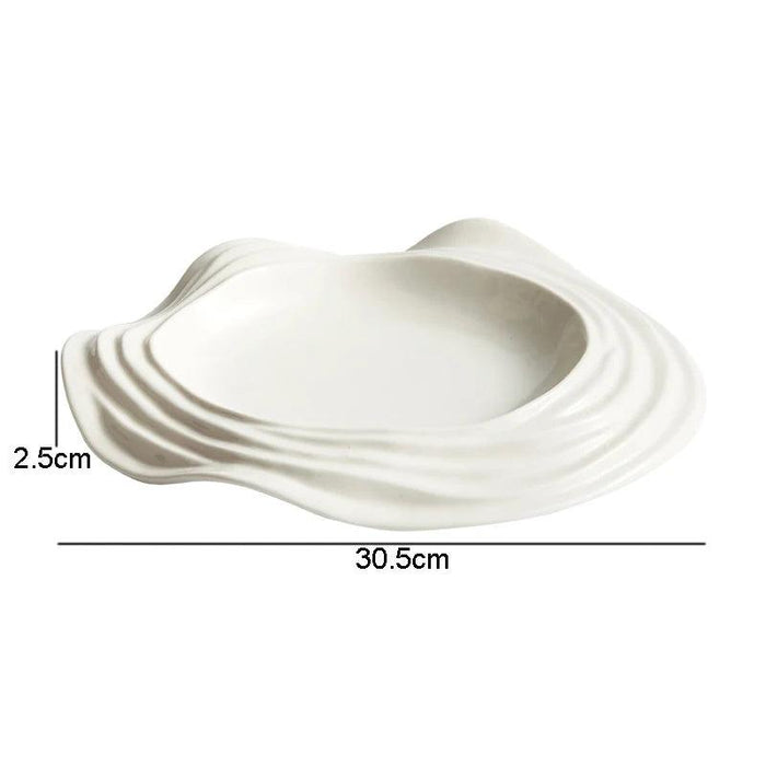 Unique Artisan Ceramic Plate - Irregular Design for Serving Pasta, Steak, Sushi, and Desserts - Elegant Solid Color Tableware