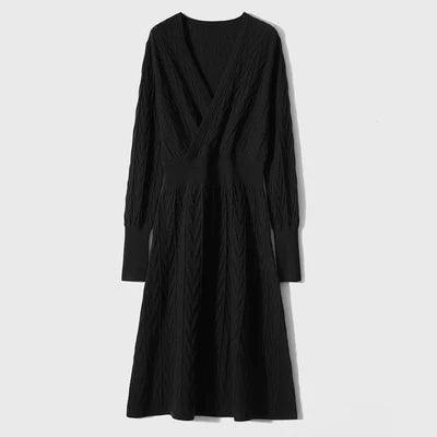 Warm Wool-Cashmere Blend Slim Fit Knit Dress for Women - Autumn/Winter Essentials