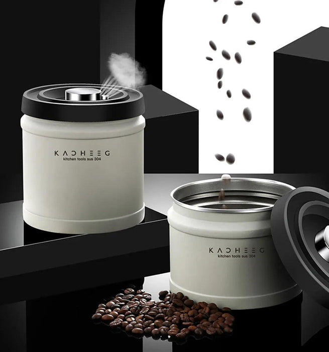 Premium Stainless Steel Coffee Storage Canister Set with CO2 Release Valve - Maximize Freshness & Kitchen Organization