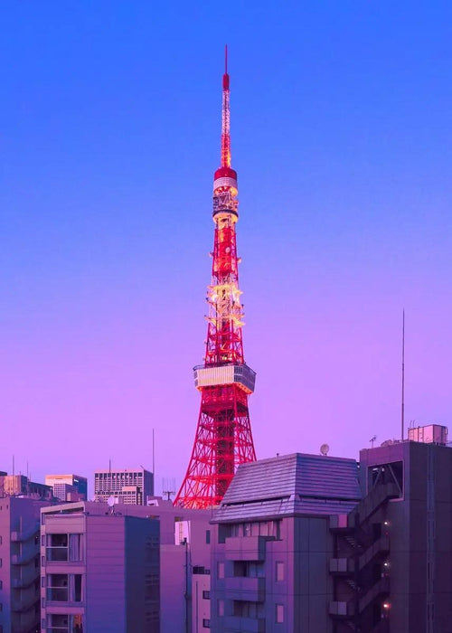 Osaka Tower Midnight Celebration Canvas Print - Whimsical Pink Street Scene for Enchanting Wall Decor