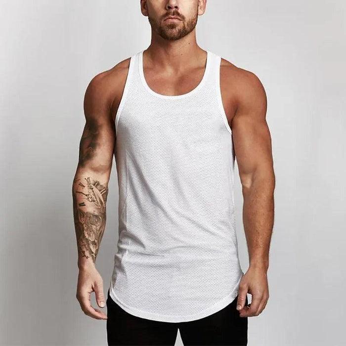 Men's Cool-Dry Mesh Gym Tank - Sleek Sleeveless Bodybuilding Vest for Summer