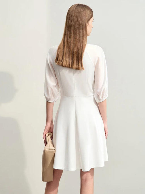 Chic Summer A-Line Dress with Stylish Spliced Shoulder Sleeves