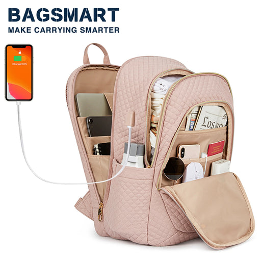 Chic Waterproof Women's Backpack with USB Charging Port for School, Work, and Travel
