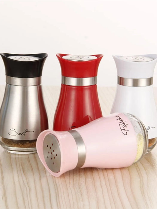 Elegant Stainless Steel Salt and Pepper Shaker Set with Seasoning Dispenser