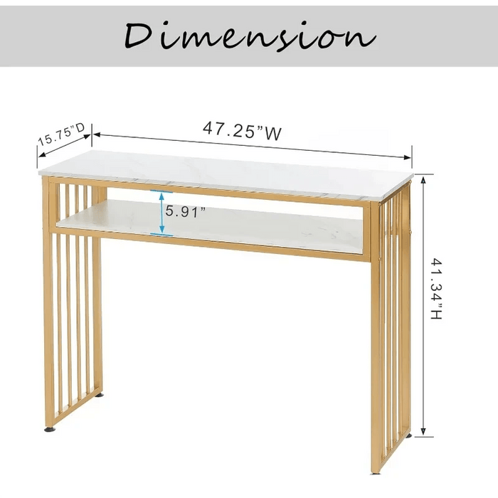 Sleek Gold Bar Table with Open Shelving - Stylish Versatile Furniture for Contemporary Spaces