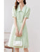 Summer Elegance: Light Green Smocked A-Line Dress with Belt